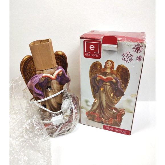 Vintage Ceramic Holiday Angel Tabletop Night Light by Elements 10 in Glow NIB - Picture 4 of 12